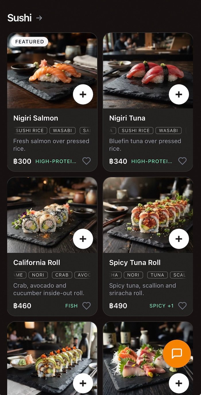 A real BiteTheMenu web menu on a phone.
